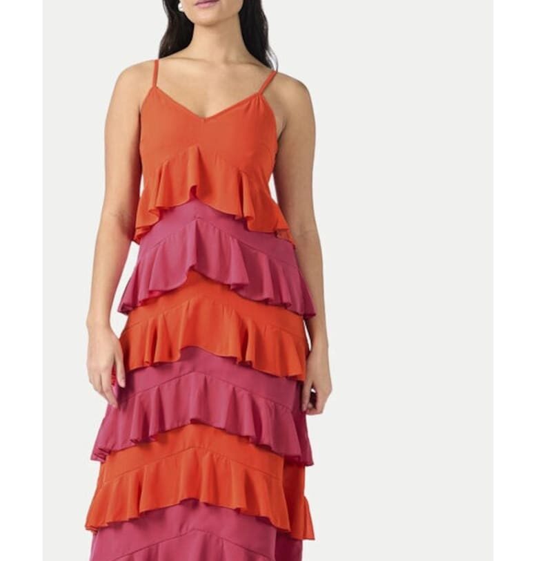 Дамска рокля - яс - оранжево - полиестер Yas