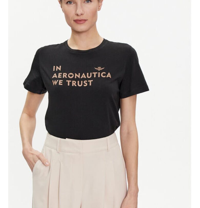 Дамска тениска -  303712266 - Памук - Черен Aeronautica Militare