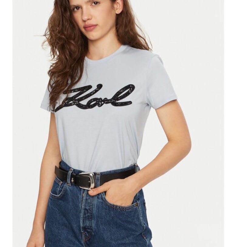 Дамска тениска -  304578823 - Органичен памук - Син Karl Lagerfeld