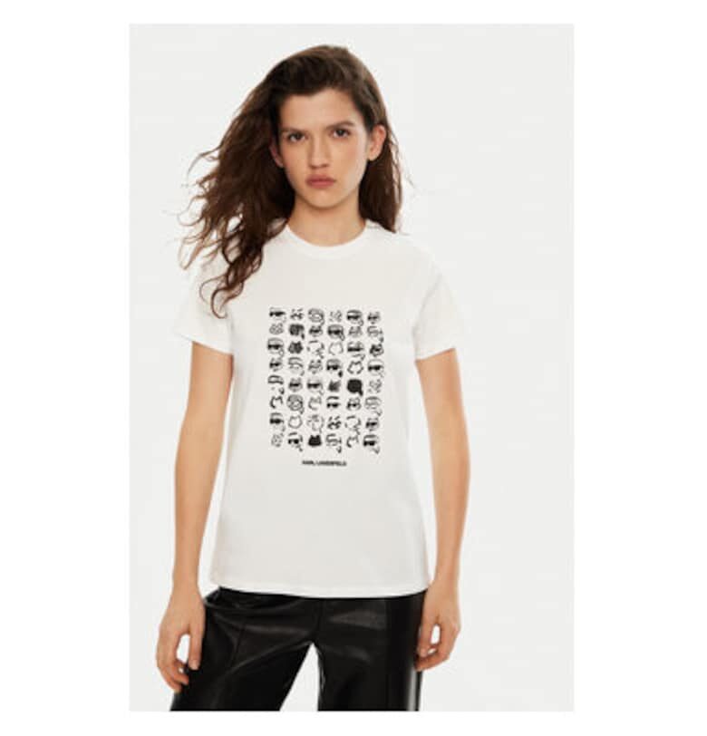 Дамска тениска -  304579486 - Органичен памук - Бяла - Бял Karl Lagerfeld