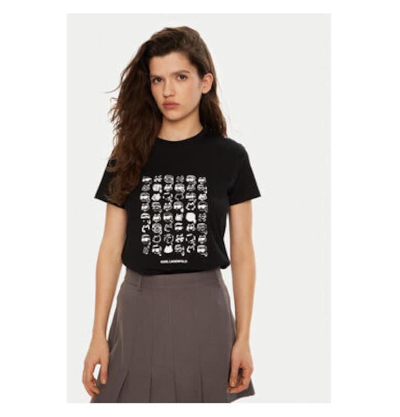 Дамска тениска -  304579516 - Органичен памук - Черна - Черен Karl Lagerfeld
