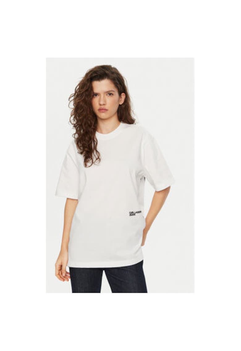 Дамска тениска - 304583063 - Органичен памук - Бяла - Бял KARL LAGERFELD JEANS