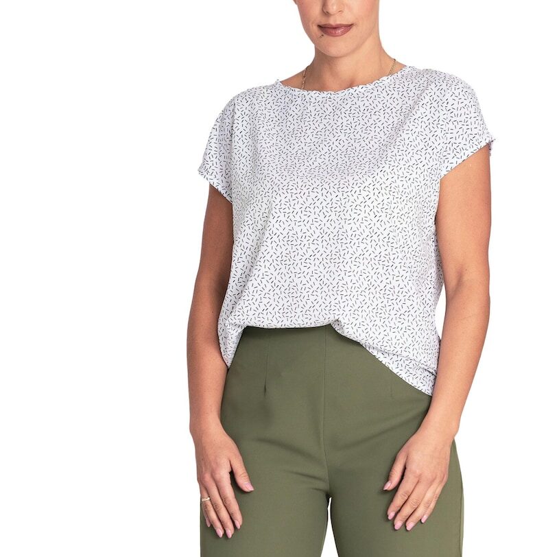 Дамска тениска M1048 -  Полиестер/Еластан - Бял Figl