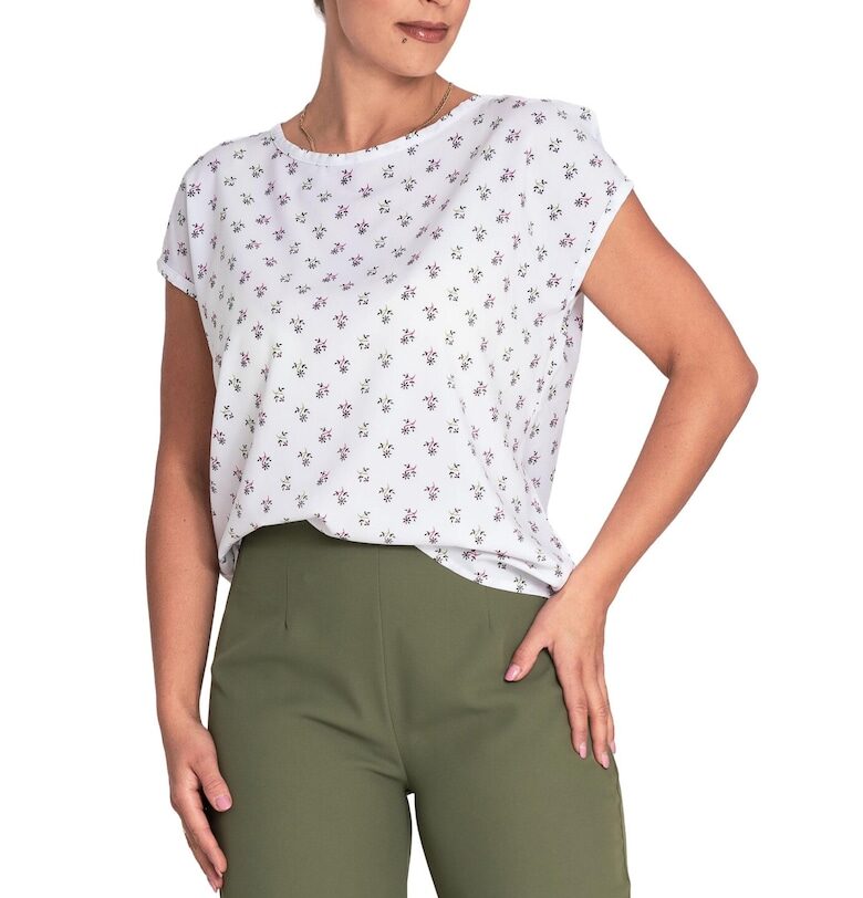 Дамска тениска M1048 -  Полиестер/Еластан - Бяла - Figl