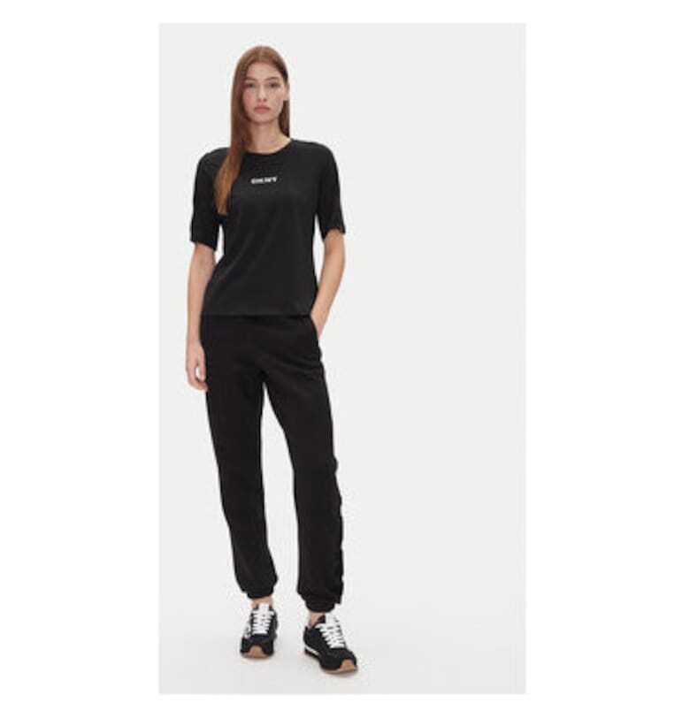 Дамска тениска  P4JHBRJQ - Памук/Модал - Черна - Черен DKNY