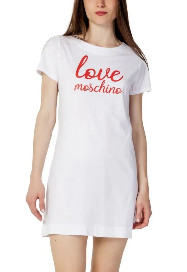 Дамска тениска рокля W592927 - Бял Love Moschino