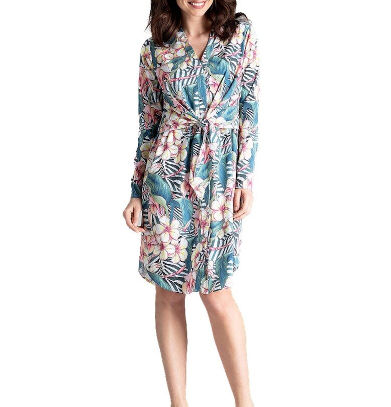 Дамска шарена рокля - Ленитиф - Радея - светло синя - Розово Lenitif