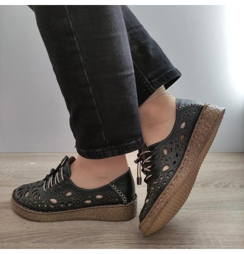 Дамски Ежедневни Обувки 7154-1 - Перфорирани - Черно - Черен DOGATI