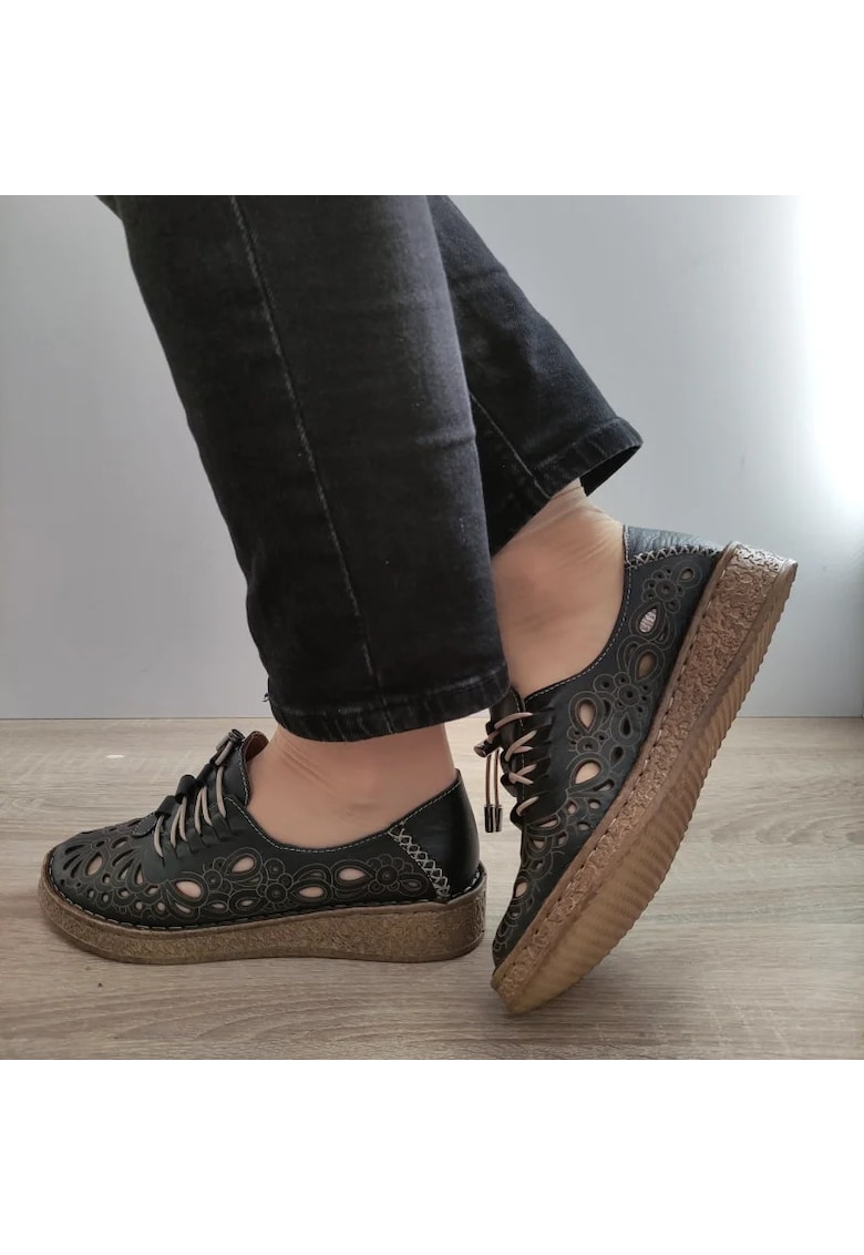 Дамски Ежедневни Обувки 7154-1 - Перфорирани - Черно - Черен DOGATI