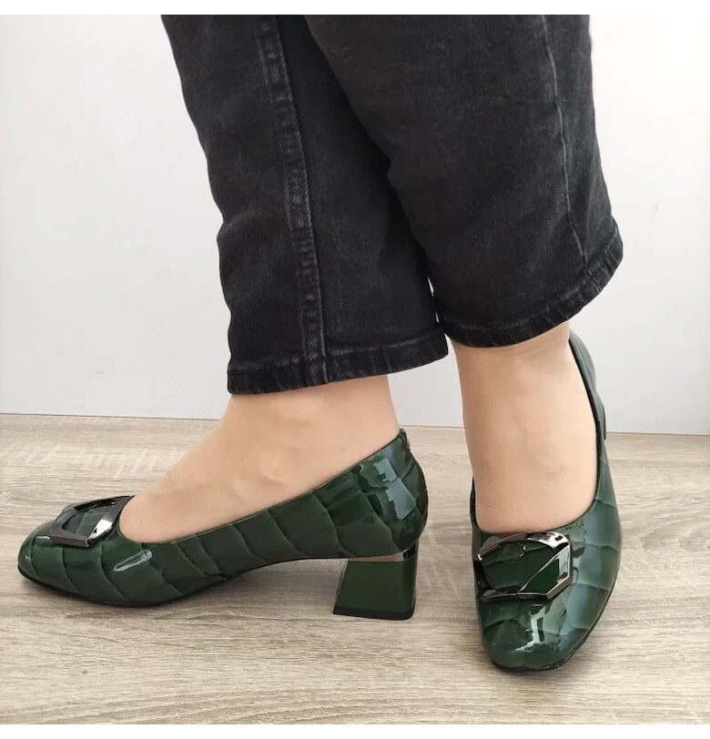 Дамски Обувки  0059-15 - Елегантни - Лачени Зелен Кроко - Зелен - Зелен FORMAZIONE