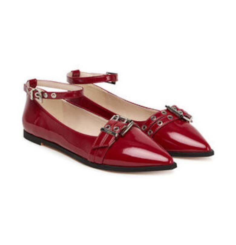 Дамски балеринки -  еко кожа - червен - Червен Buffalo