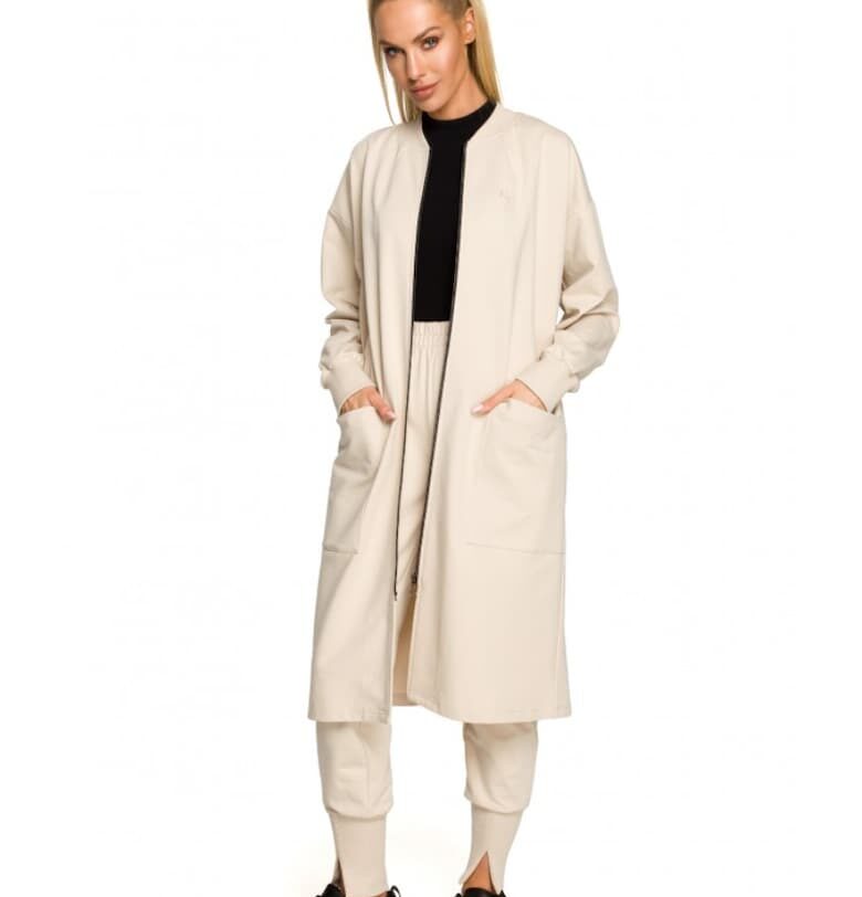 Дамски блейзър  С цип - Памук - Еластан - Бежов MOE