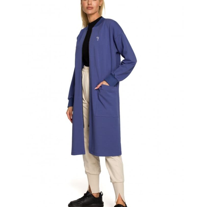 Дамски блейзър  С цип - Памук - Еластан - Син - Син MOE