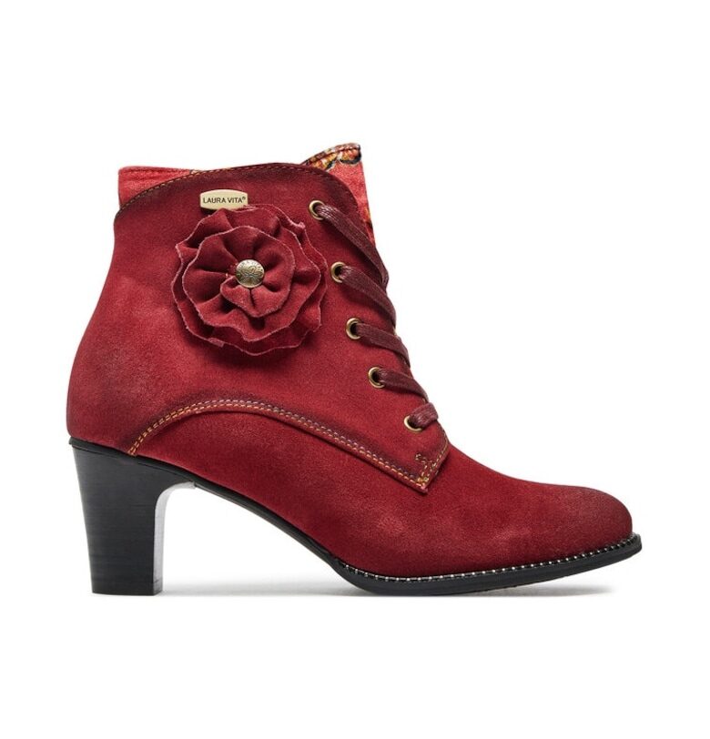 Дамски боти -  304356 - Естествена кожа - Червени - Laura Vita