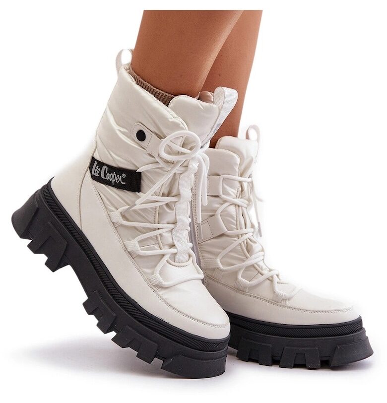 Дамски боти Lee Cooper водоустойчиви на плосък ток бели текстилни Le Cooper