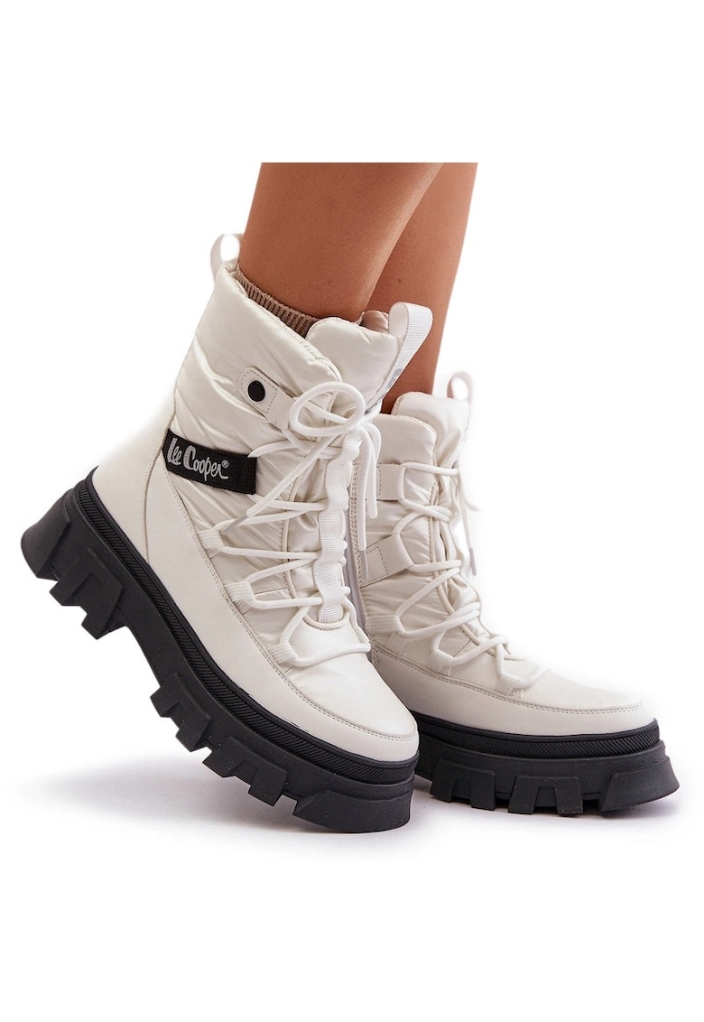 Дамски боти Lee Cooper водоустойчиви на плосък ток бели текстилни Le Cooper