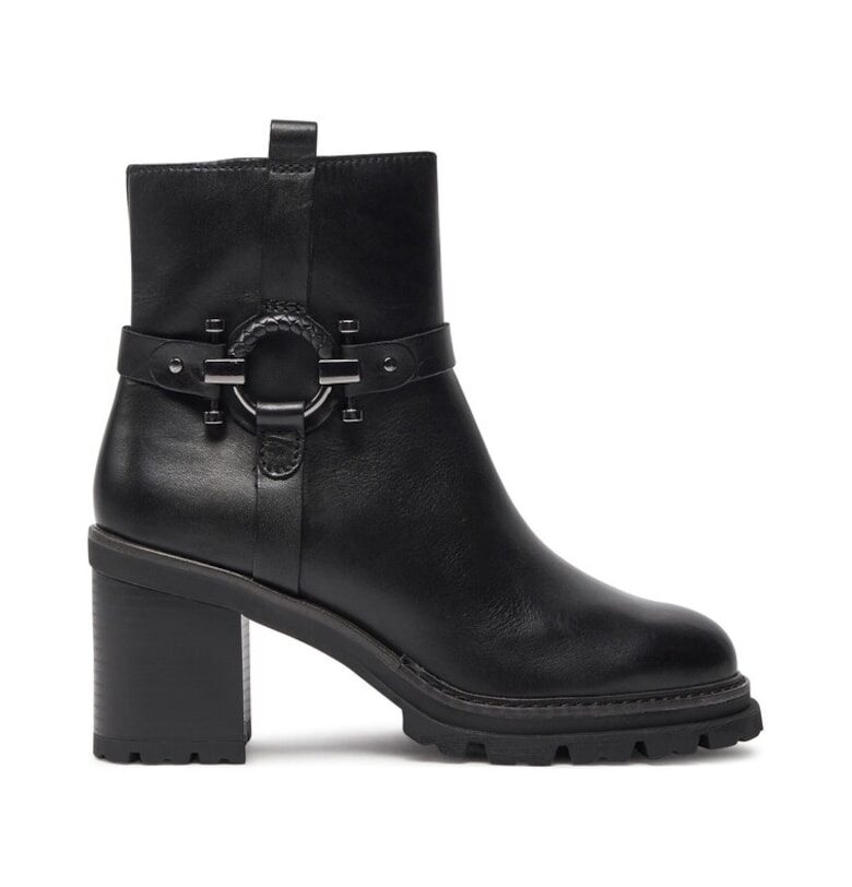 Дамски боти до глезена -  42957 - Естествена кожа - Черни Marco Tozzi