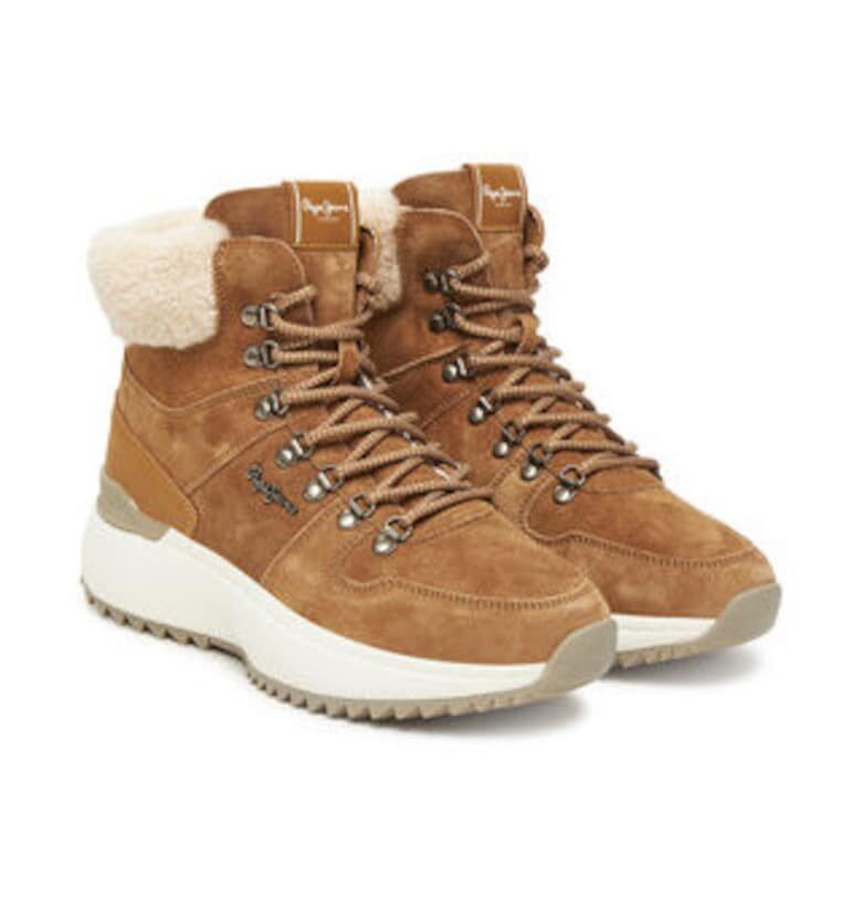 Дамски боти -  естествена кожа - дамски - Бежов Pepe Jeans