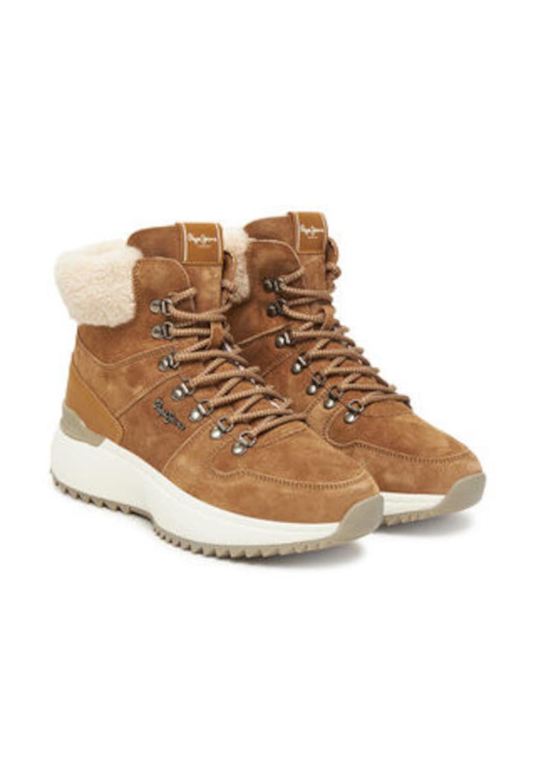 Дамски боти - естествена кожа - дамски - Бежов Pepe Jeans