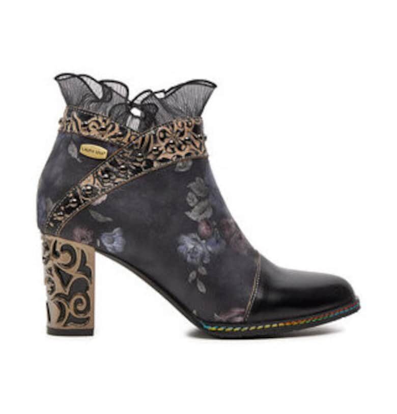 Дамски боти -  естествена кожа - сиво/златисто Laura Vita