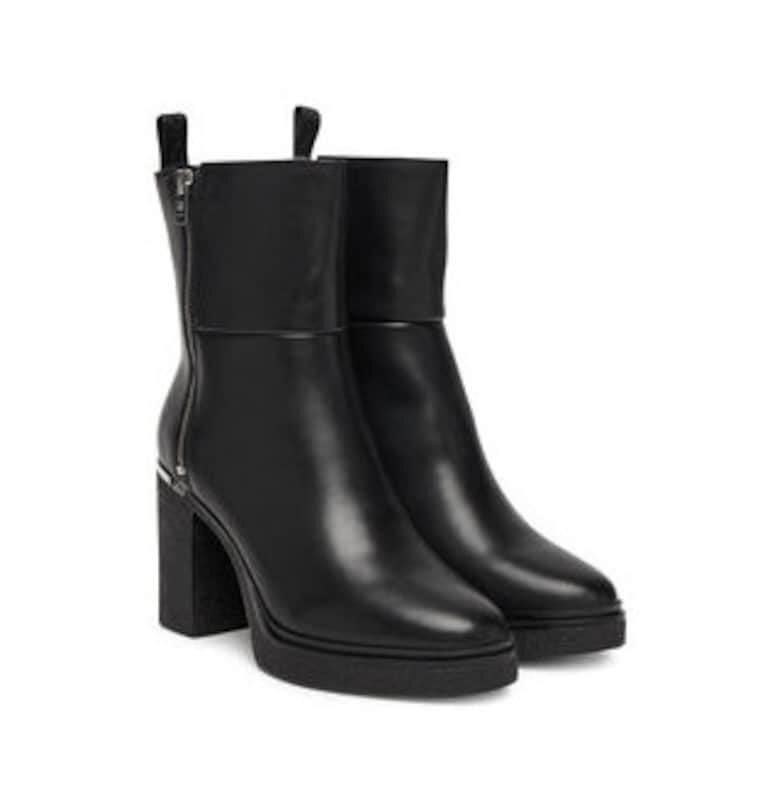 Дамски боти -  естествена кожа - черен цвят - с ток DKNY