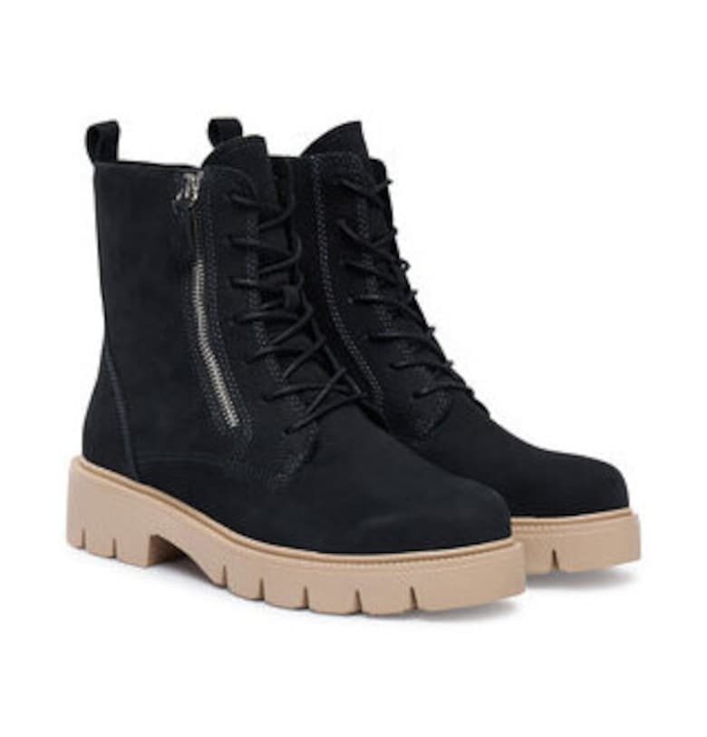 Дамски боти  естествена кожа - черно/бежово Caprice