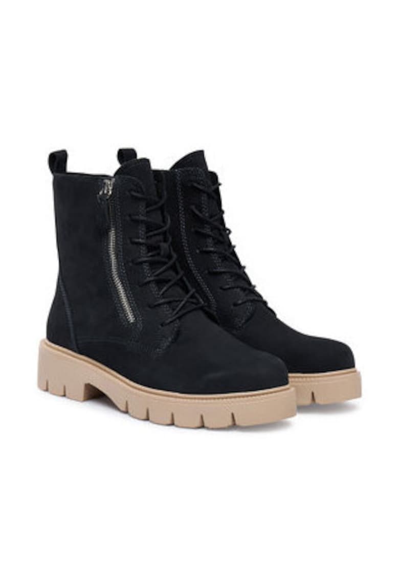 Дамски боти естествена кожа - черно/бежово Caprice