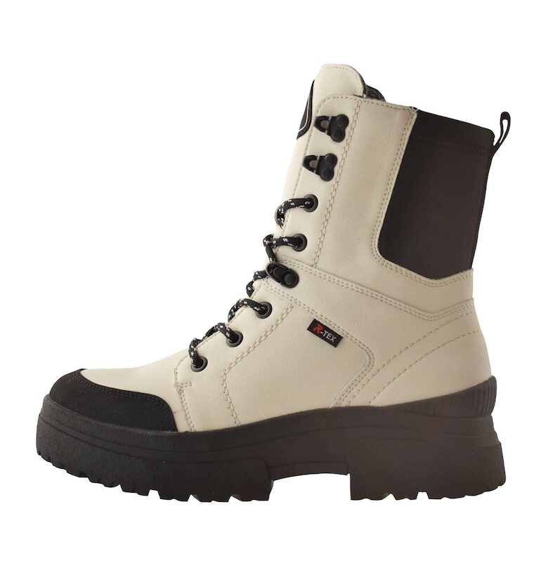 Дамски боти от естествена кожа  W0374-80-13-22 бели - бял печат Rieker