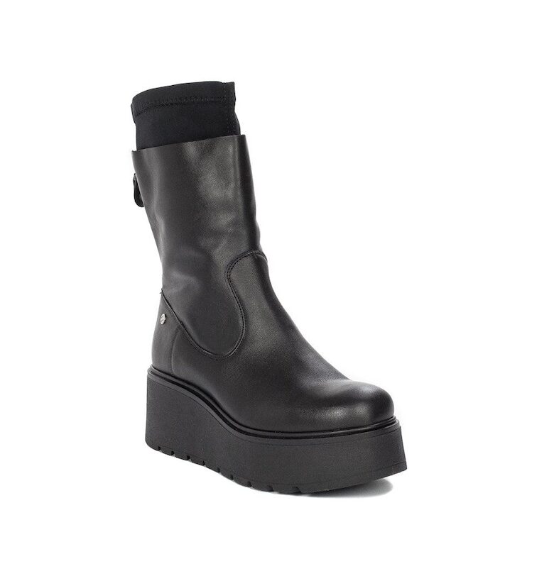 Дамски боти  от естествена кожа - черни - Черен Maciejka