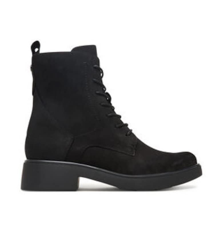 Дамски боти с връзки  естествена кожа - Черен Caprice