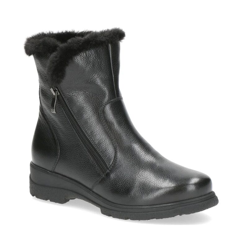 Дамски боти -  текстил/естествена кожа - черни Caprice