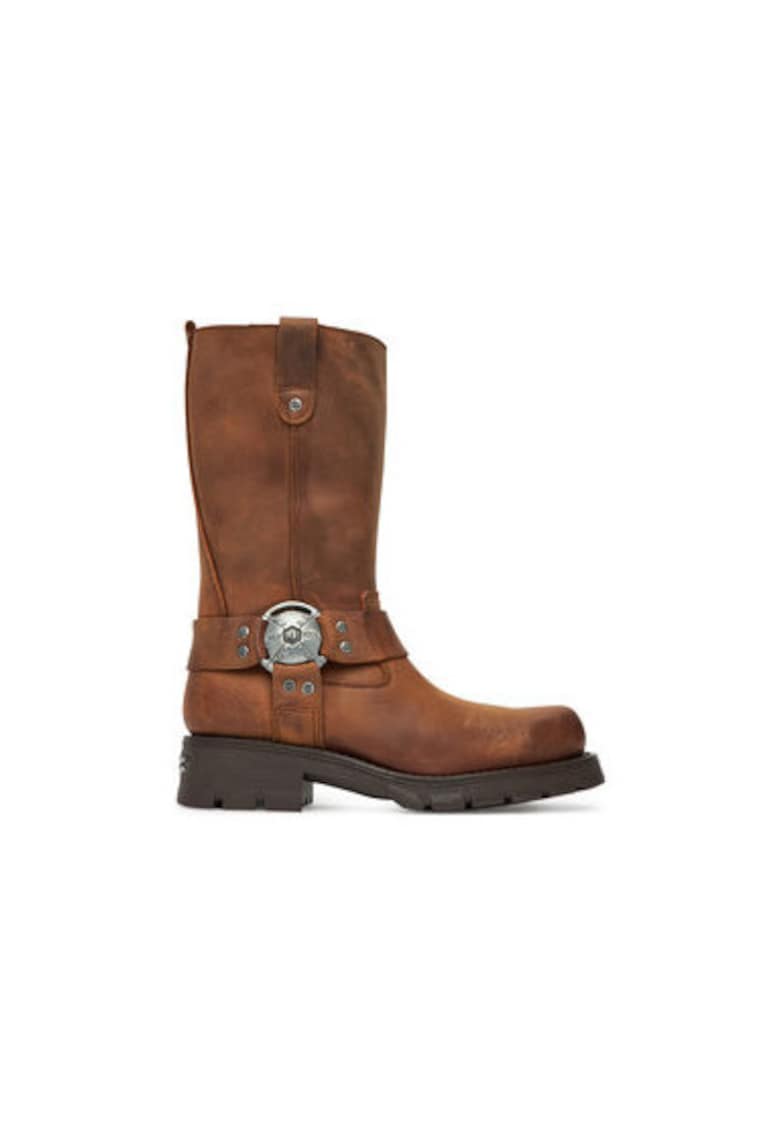 Дамски ботуши M-7610-C2 - Естествена кожа - Кафяв - Кафяв New Rock