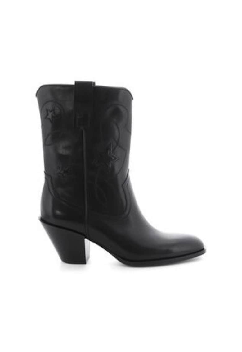 Дамски ботуши Коубойки Ола - естествена кожа - черна Kennel Schmenger