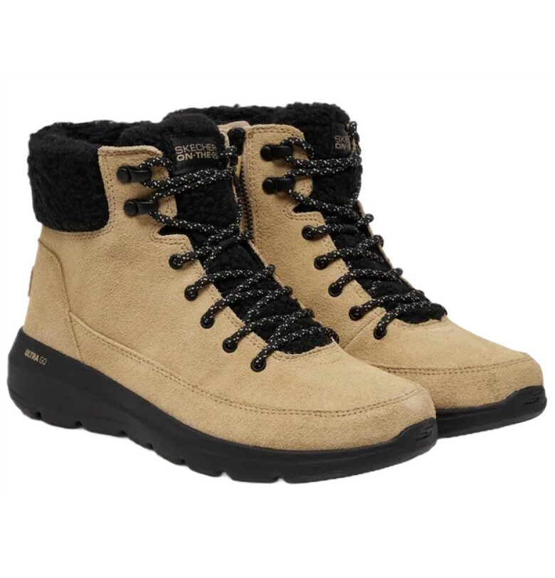 Дамски ботуши  Естествена кожа - Бежов - Бежов Skechers