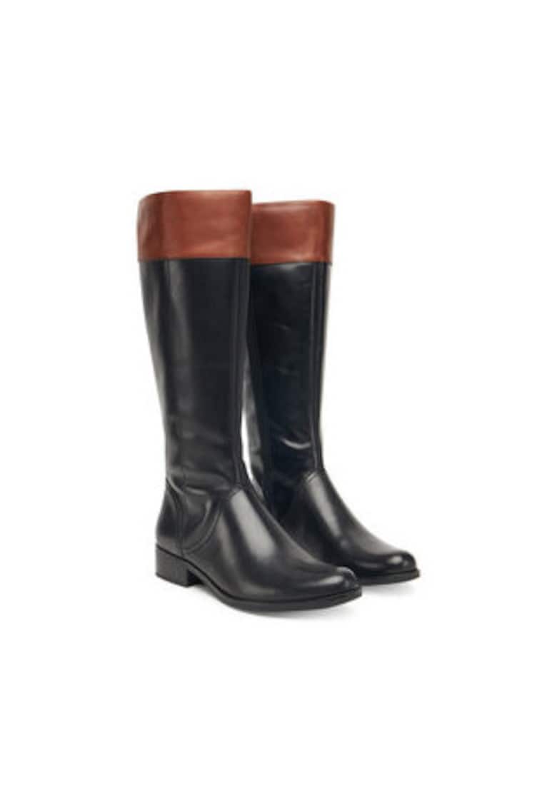 Дамски ботуши - естествена кожа - кафяво/черно Caprice