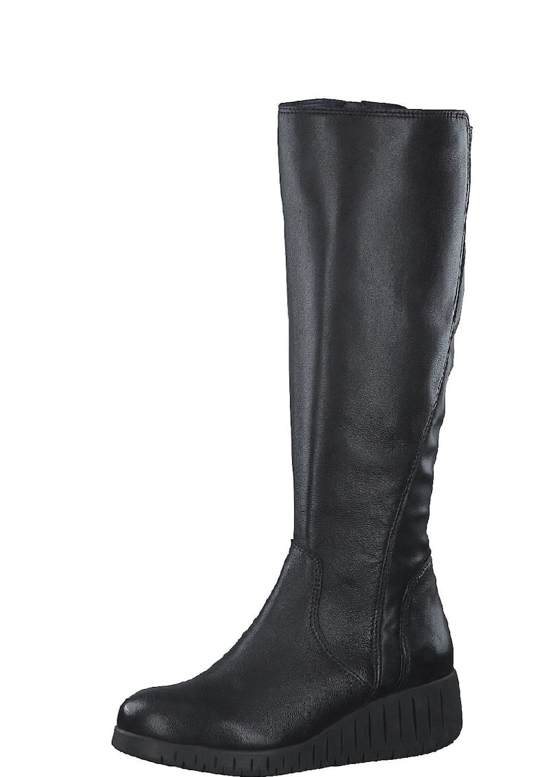 Дамски ботуши естествена кожа - черни Marco Tozzi