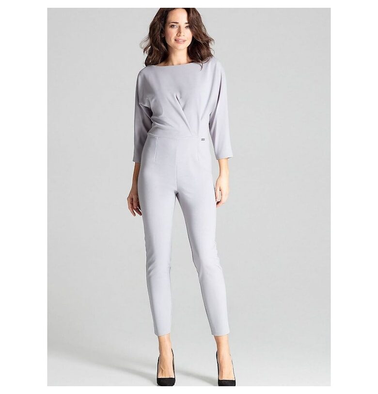 Дамски гащеризон - Ленитиф - сив - 3/4 ръкав - полукръгло деколте - полиестер Lenitif