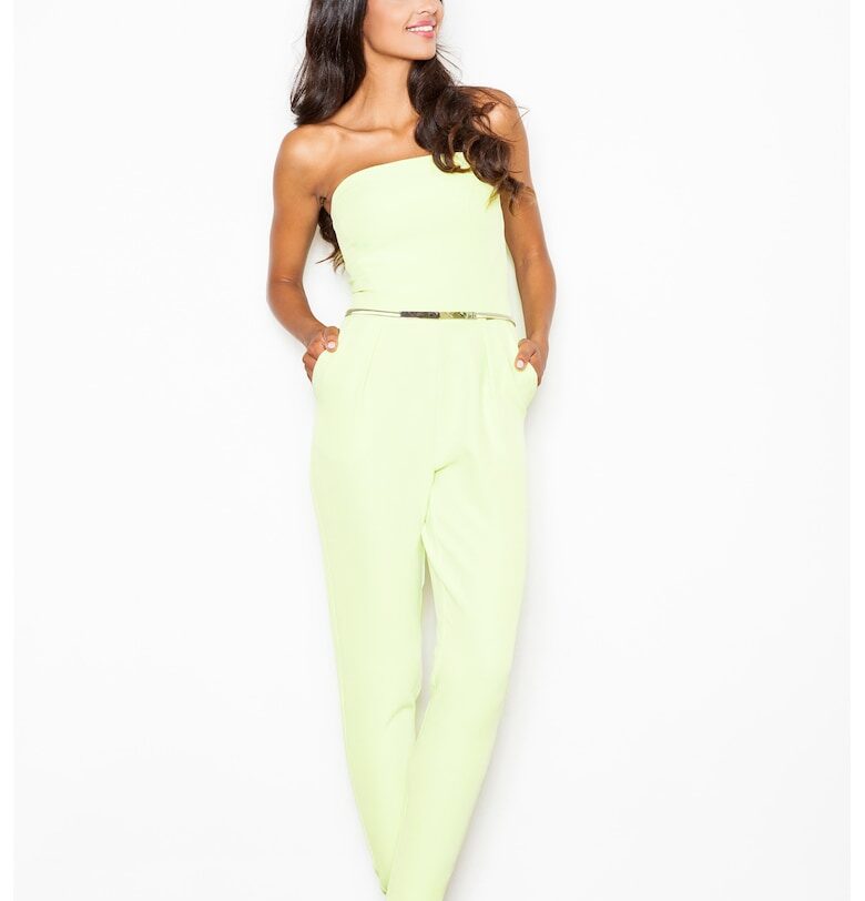 Дамски гащеризон  Лимонов - Голи рамене и колан - Полиестер Figl