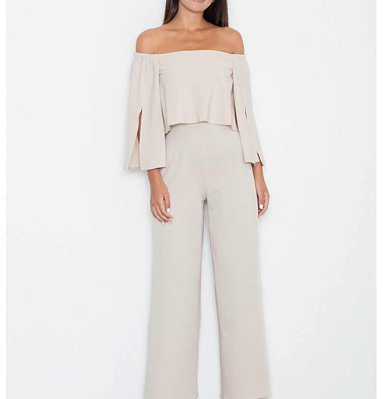 Дамски гащеризон -  бежов - вискоза и полиестер - Figl