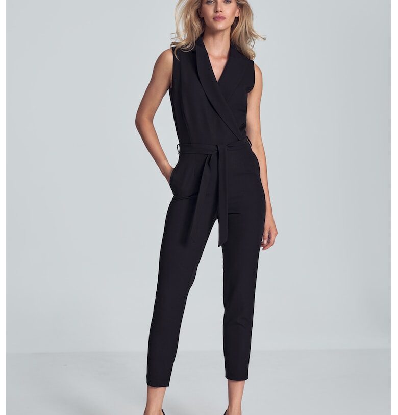 Дамски гащеризон -  без ръкави - черен - полиестер - Figl