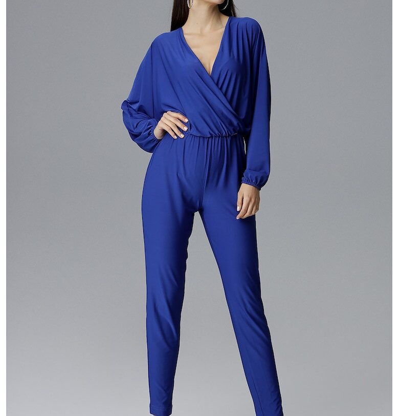 Дамски гащеризон -  дълъг ръкав - сапфирено син - полиестер и еластан Figl