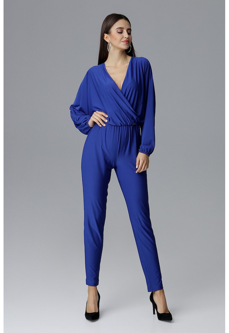 Дамски гащеризон - дълъг ръкав - сапфирено син - полиестер и еластан Figl