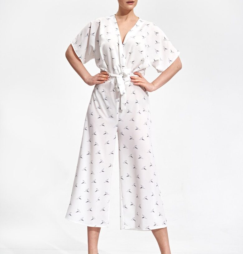 Дамски гащеризон -  кимоно - широк - почти бял - полиестер Figl