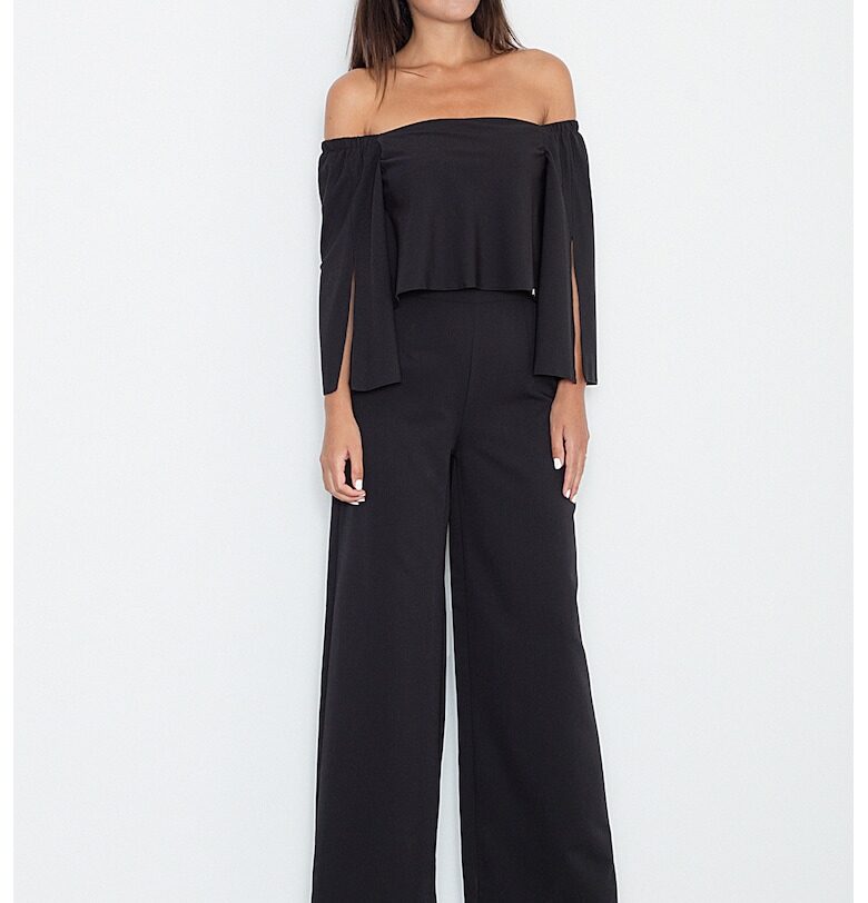 Дамски гащеризон -  черен - 3/4 ръкави - материал вискоза и полиестер Figl