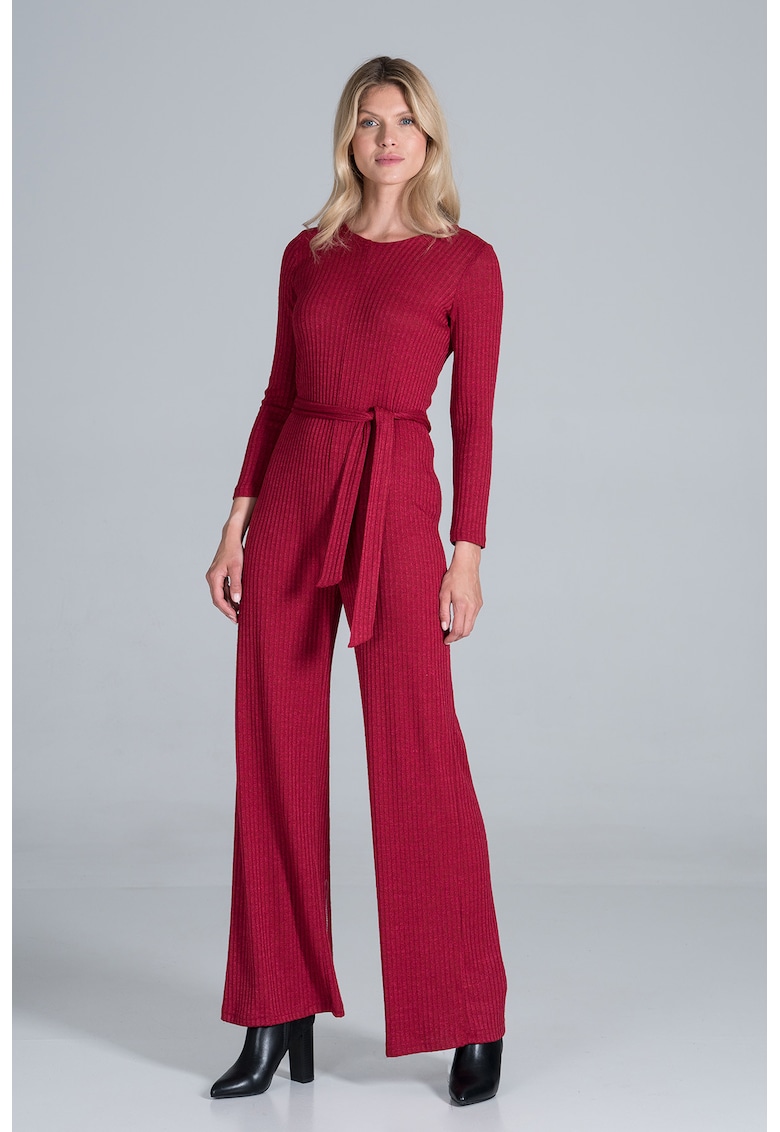 Дамски гащеризон - широки крачоли - червен - полиестер - Figl