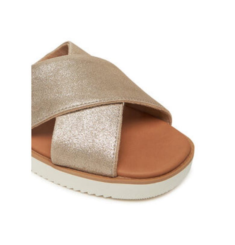 Дамски джапанки - 10021991 -  Естествена кожа - Сребрист TOMS