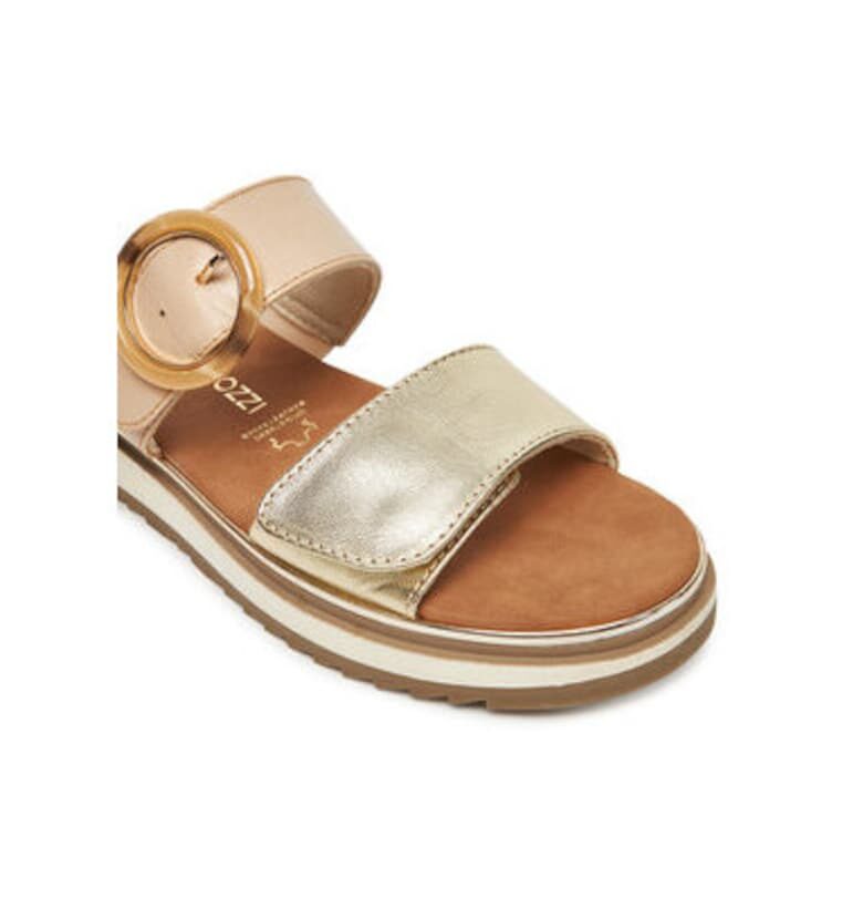 Дамски джапанки - 2-27500-44 -  Естествена кожа - Златни - Златист Marco Tozzi