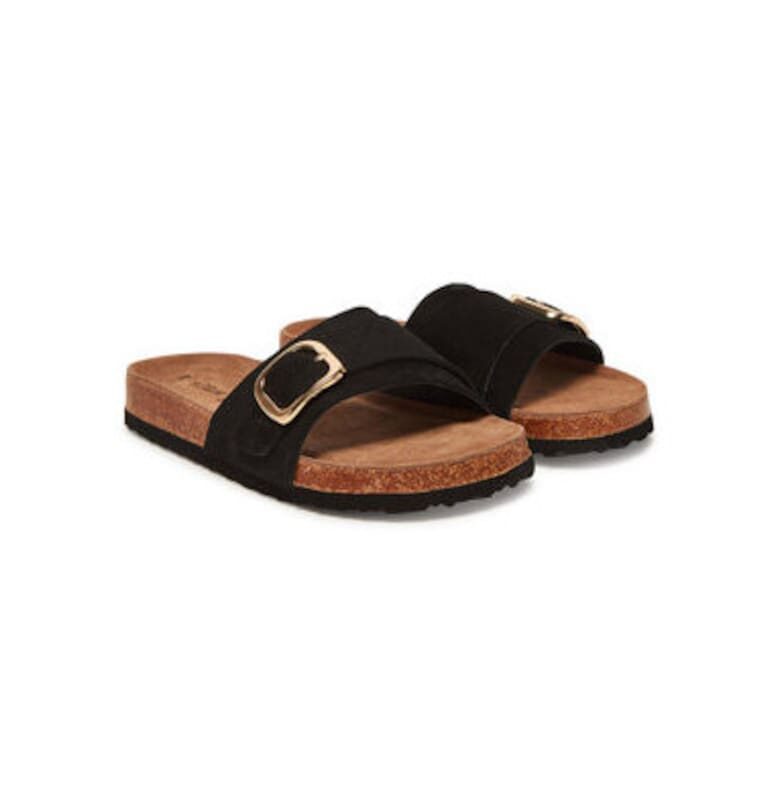 Дамски джапанки - 5-27102-44 001 - S Oliver - Естествена кожа - Черен sOliver