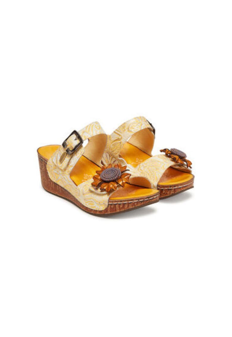 Дамски джапанки - DINO 31 - Естествена кожа - Жълти - Жълт Laura Vita