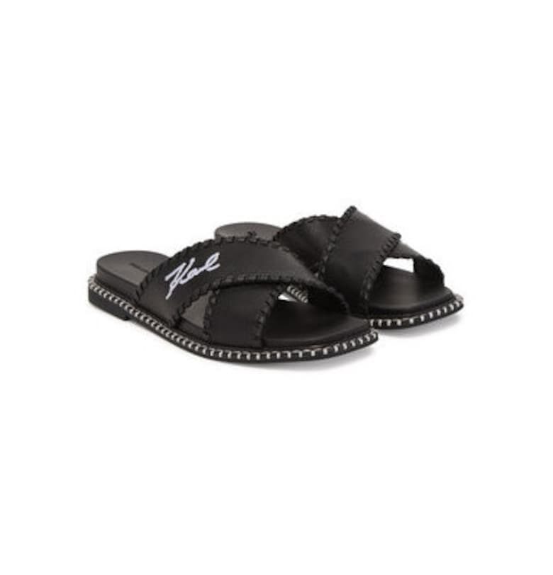 Дамски джапанки - KL81372 -  Естествена кожа - Черен Karl Lagerfeld